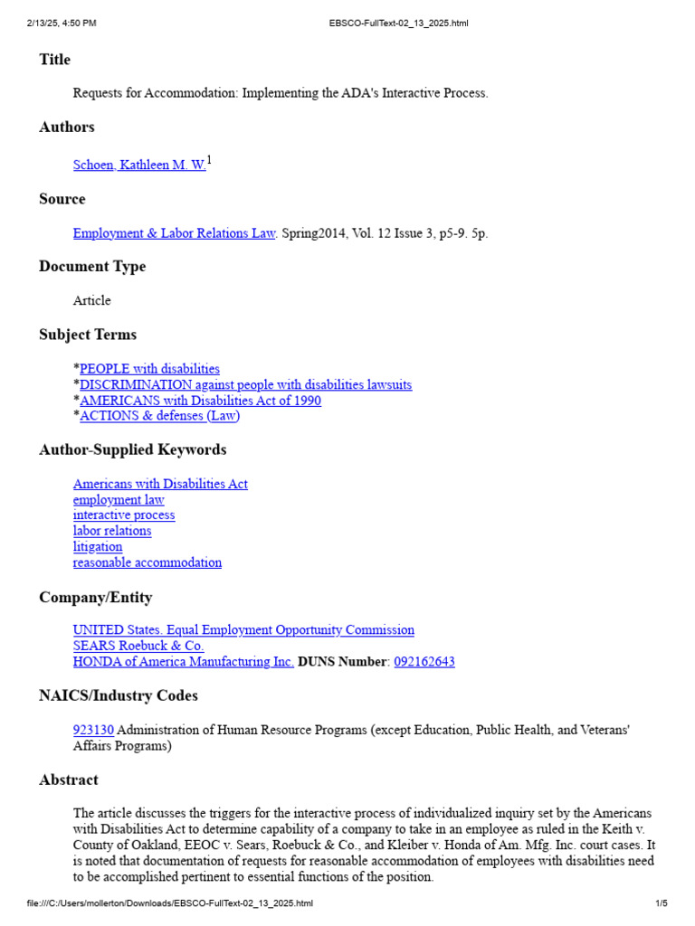 Request for Accommodation | PDF | Americans With Disabilities Act Of ...