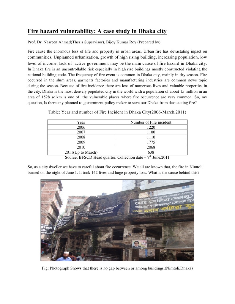 Fire Hazard Vulnerability in Dhaka City | PDF | Fires | Hazards