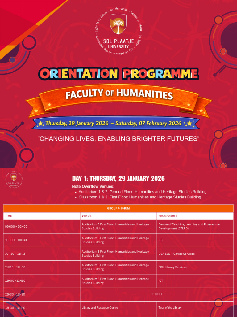 Hum First-year Orientation 2026 Programme 4 | PDF | Academia