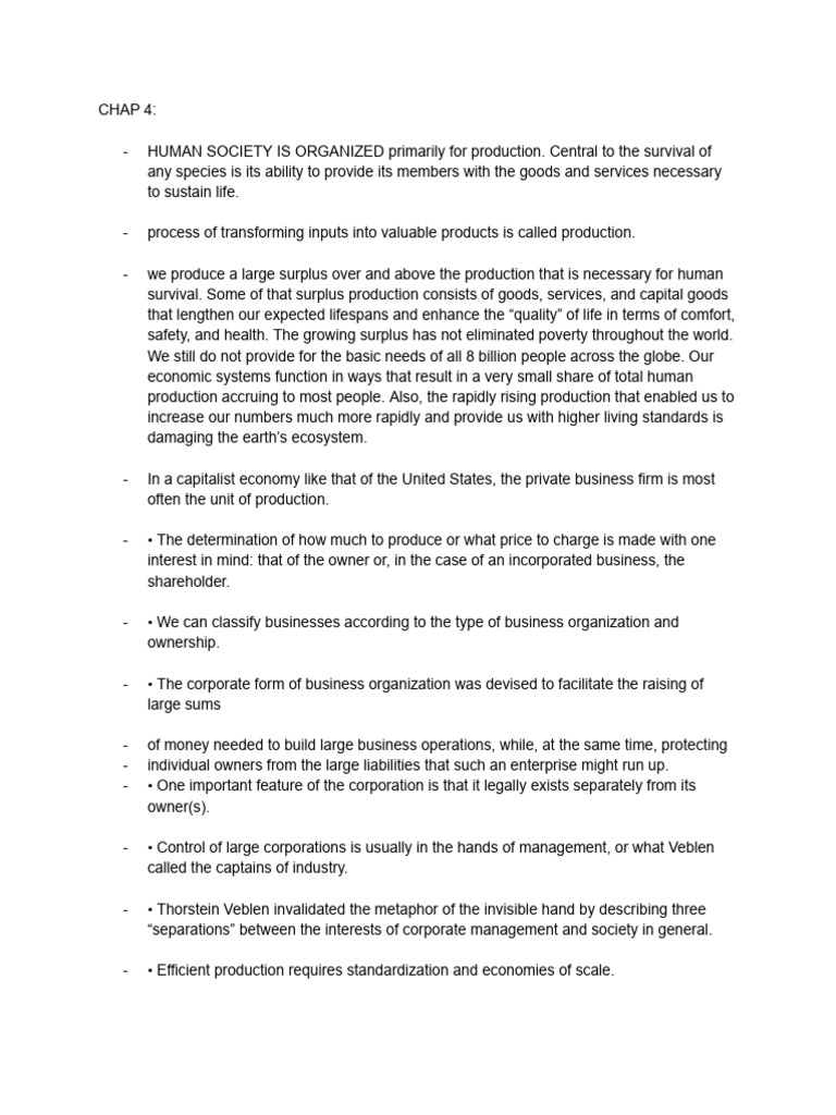 Econ Notes_ Chap 4 | PDF | Partnership | Limited Liability Company