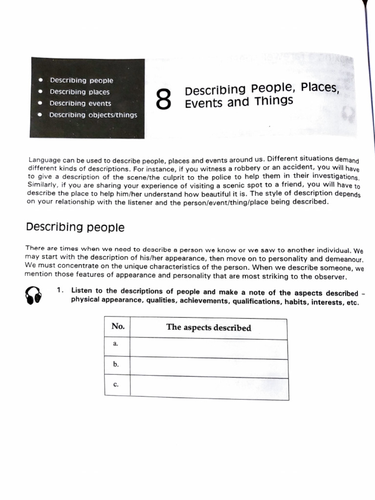 Describing A Person, Place & An Event | PDF