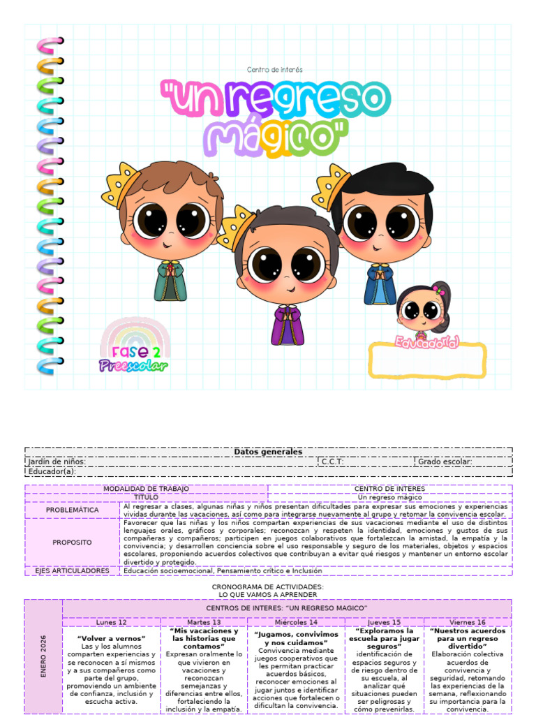Centro de Interes Un Regreso Magico | PDF | Aprendizaje | Las emociones