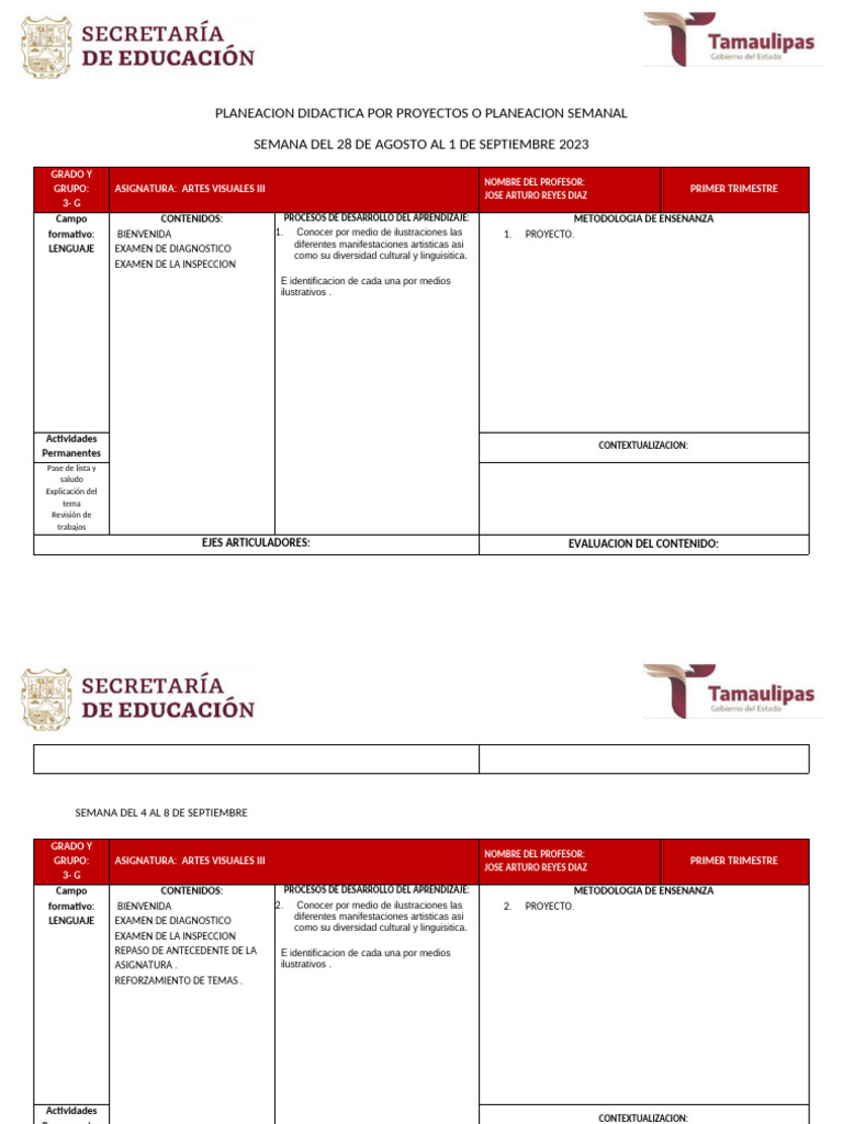 PLANEACION 2023 | PDF | Evaluación | Modificación de comportamiento