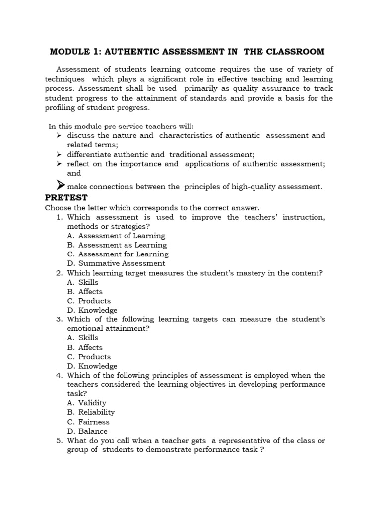 Ilide.info Module 1 Authentic Assessment in the Classroom Pr ...