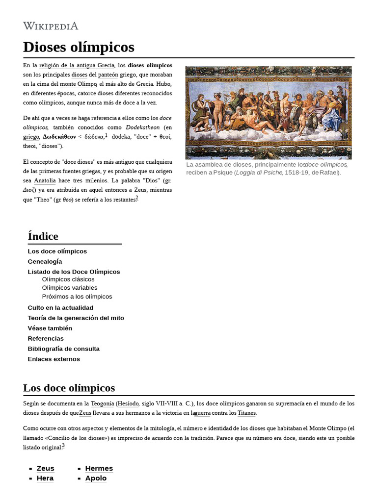 Dioses Olímpicos | PDF | Doce olímpicos | Mitología