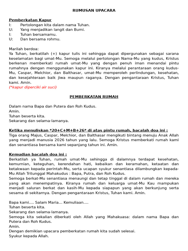 Doa Berkat Tiga Raja 2026 | PDF
