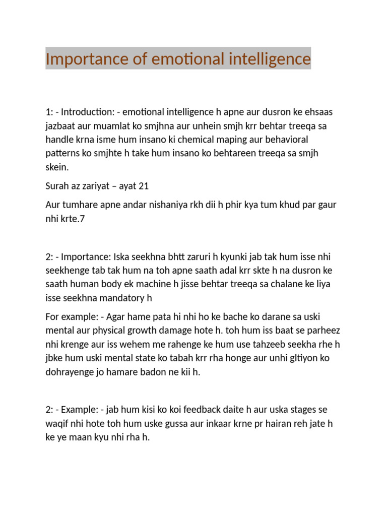 Importance of Emotional Intelligence | PDF