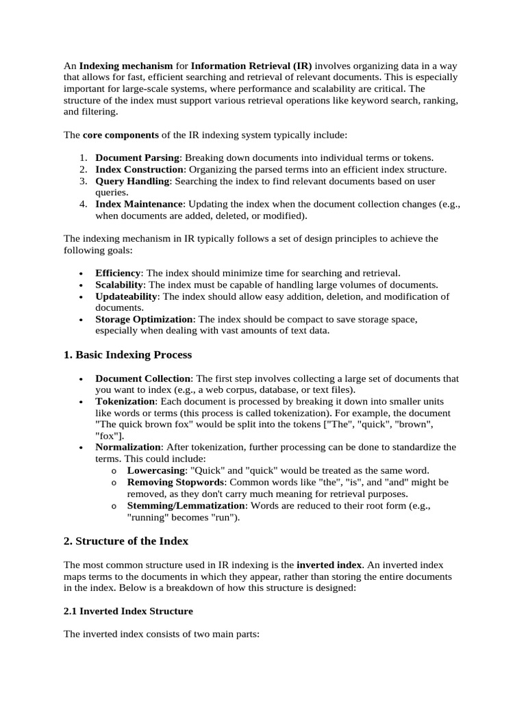Indexing Mechanism For Information Retrieval | PDF | Search Engine ...