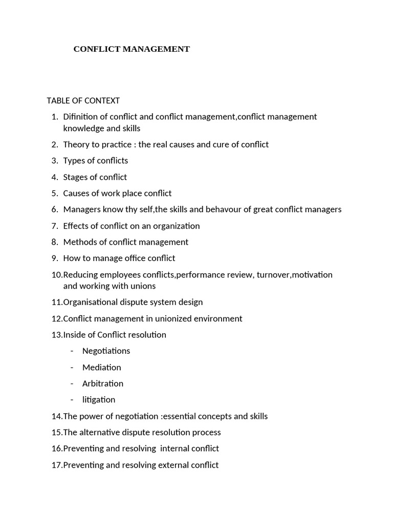 Conflict Management Notes For Bachelor Degree | PDF | Alternative ...