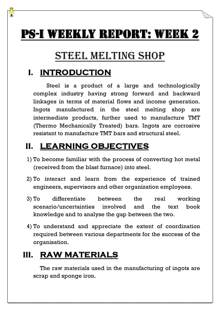 A Small Report On The Steel Melting Shop at Bokaro Steel Plant | PDF ...