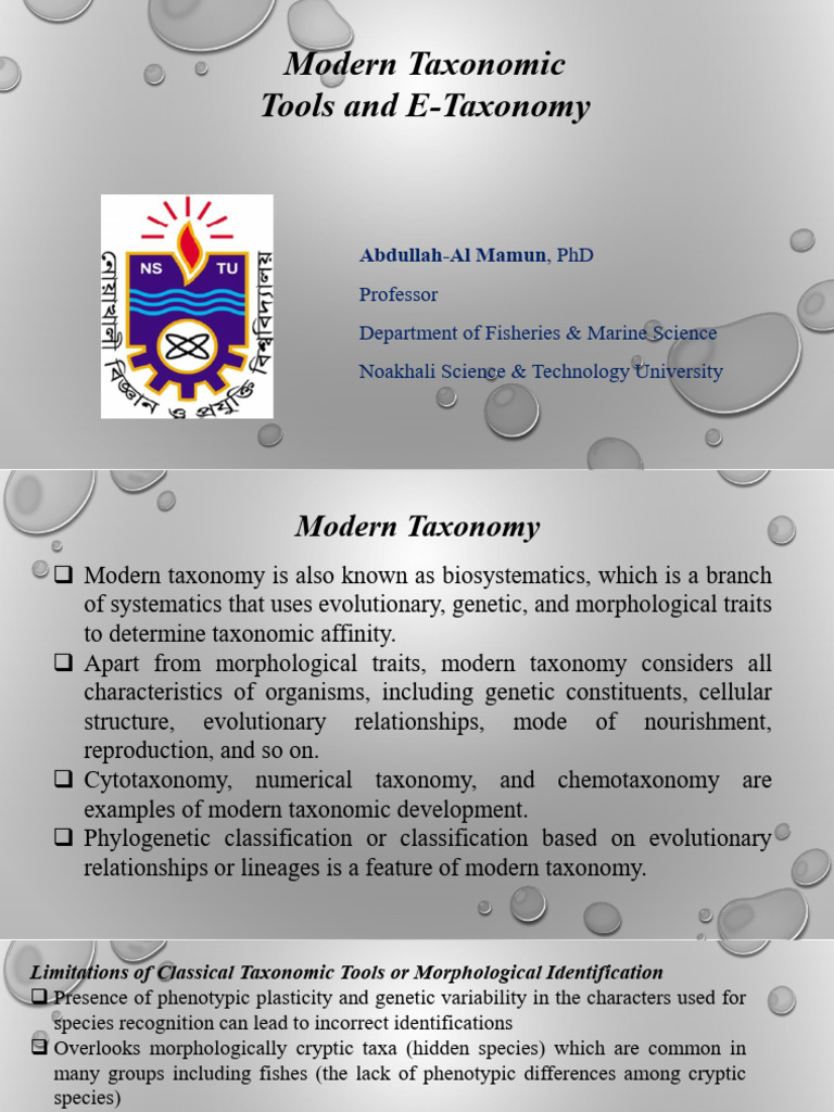 Lec - 11 Modern Taxonomic Tools and E-Taxonomy | PDF | Taxonomy ...