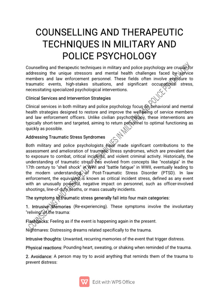Counselling and Therapeutic Techniques in Military and Police ...