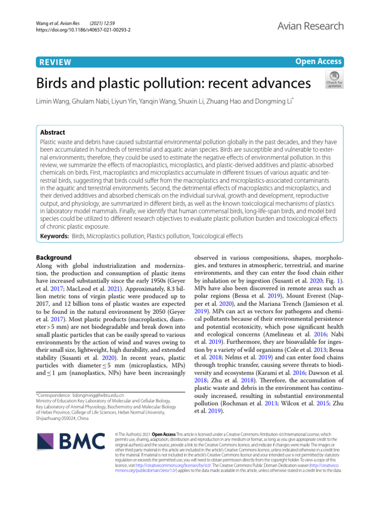 Birds and Plastic Pollution Recent Advances | PDF | Birds | Luteinizing ...