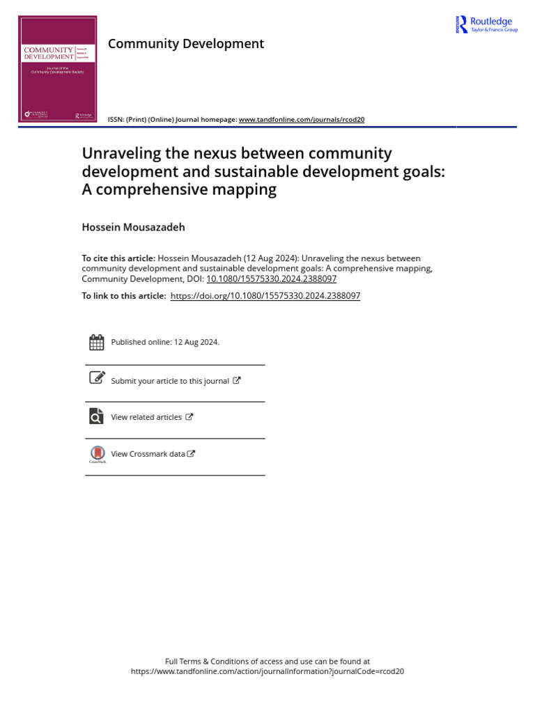 Unraveling the Nexus Between Community Development and Sustainable ...