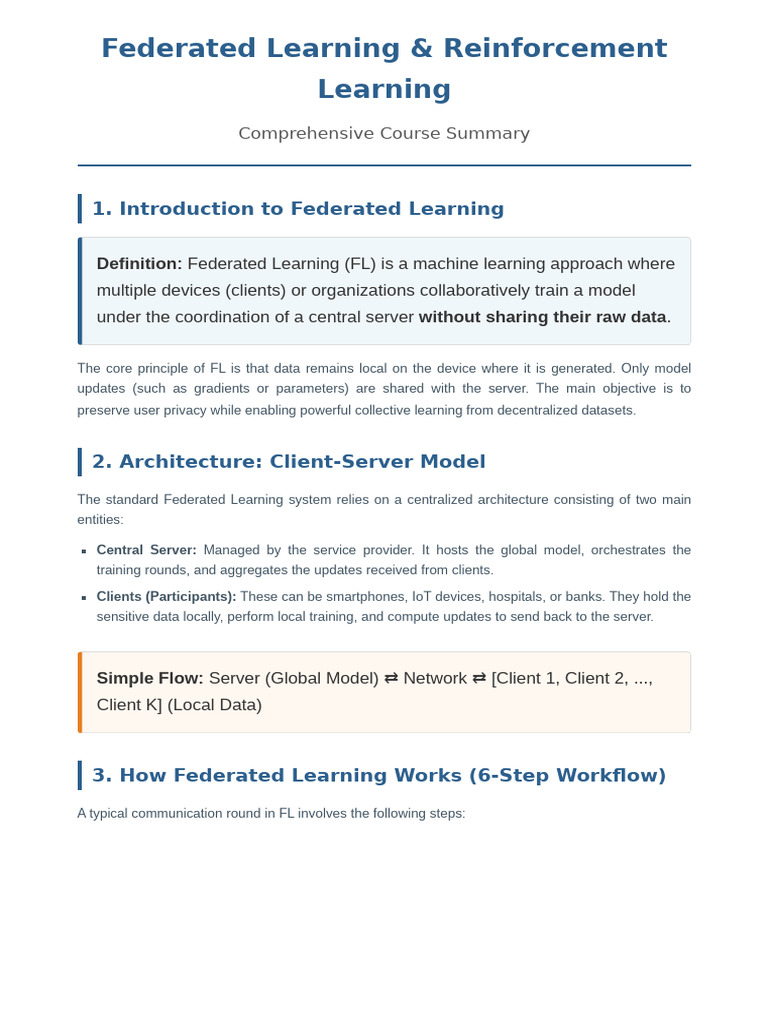 Federated Learning Systems and Q-Learning Fundamentals | PDF ...