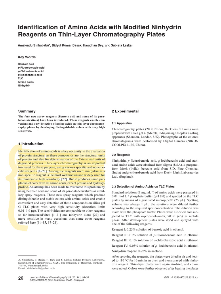 B.1. Sinhababu2013 Modified Ninhydrin Solution | PDF | Thin Layer ...