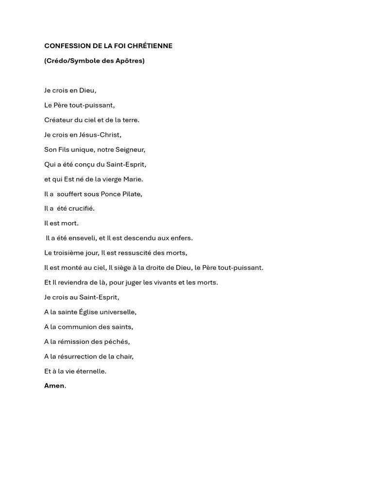 Crédo Symbole Des Apôtres | PDF