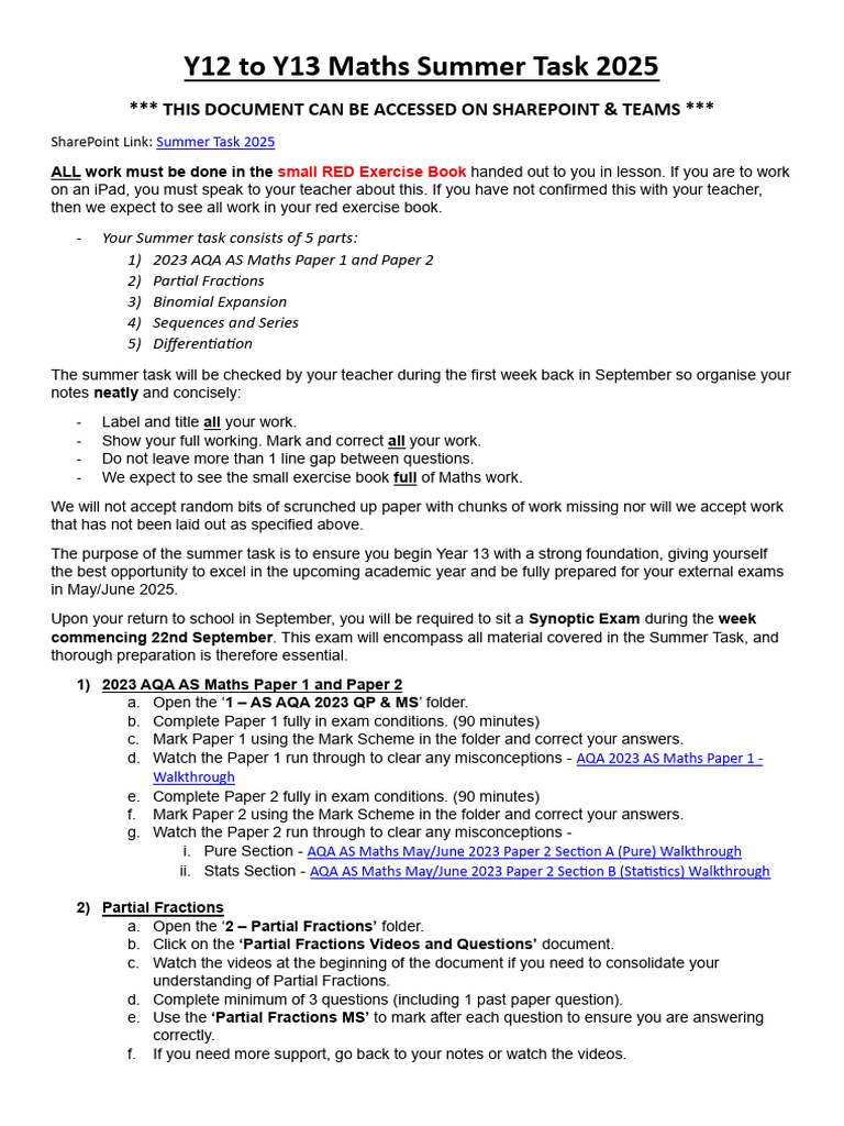 Summer Task 2025 - Single Document | PDF | Circle | Acceleration