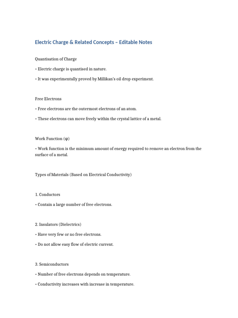 Electric Charge Editable Notes | PDF