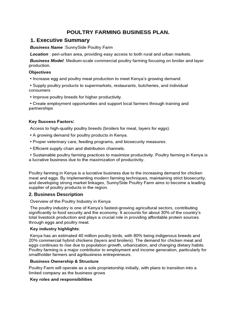 Poultry Farming Business Plan | PDF | Poultry Farming | Poultry