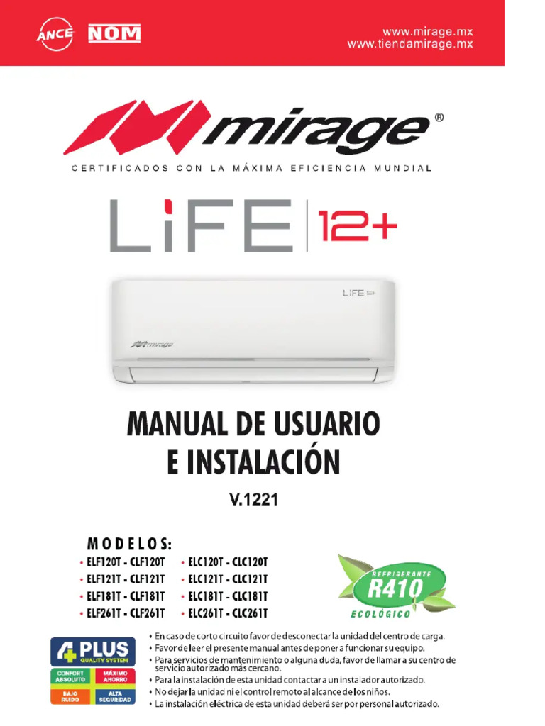 Manual de Usuario Mirage Life 12+ (Español - 42 Páginas) | PDF