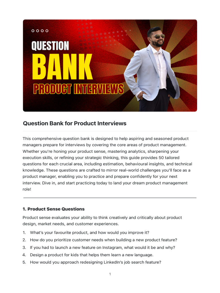 Question Bank For Product Interviews | PDF | Performance Indicator ...