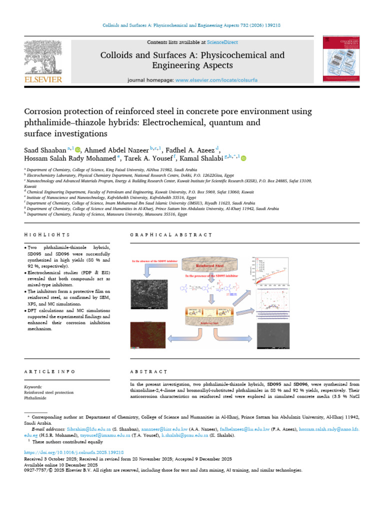 Colloids and Surfaces A | PDF | Corrosion | Adsorption