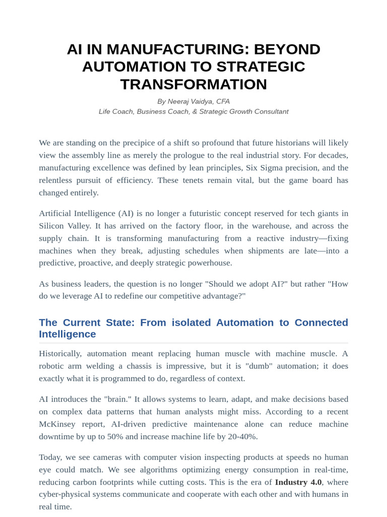 AI Transforming Manufacturing - Strategic Growth For Africa | PDF ...