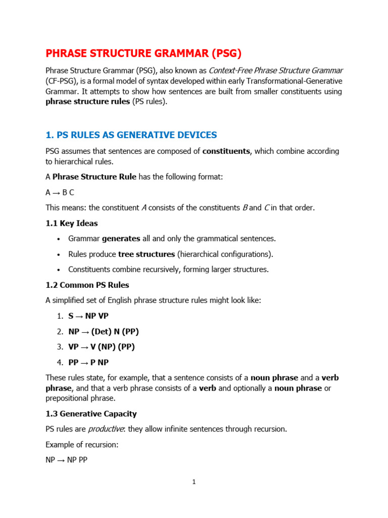 l11 Phrase Structure Grammar | PDF | Phrase | Syntax