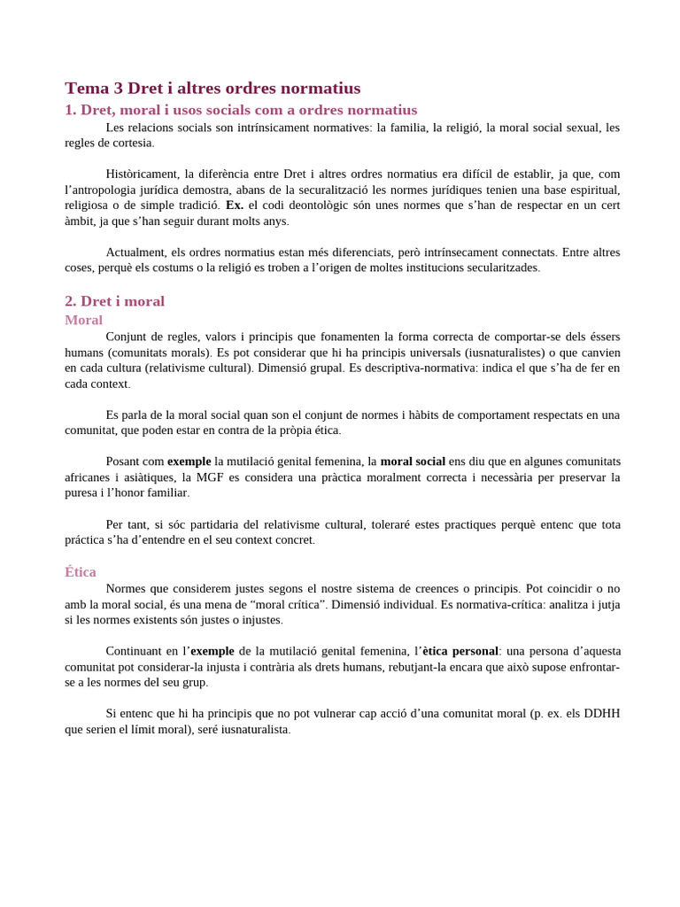 Tema 3 Dret i altres ordres normatius | PDF