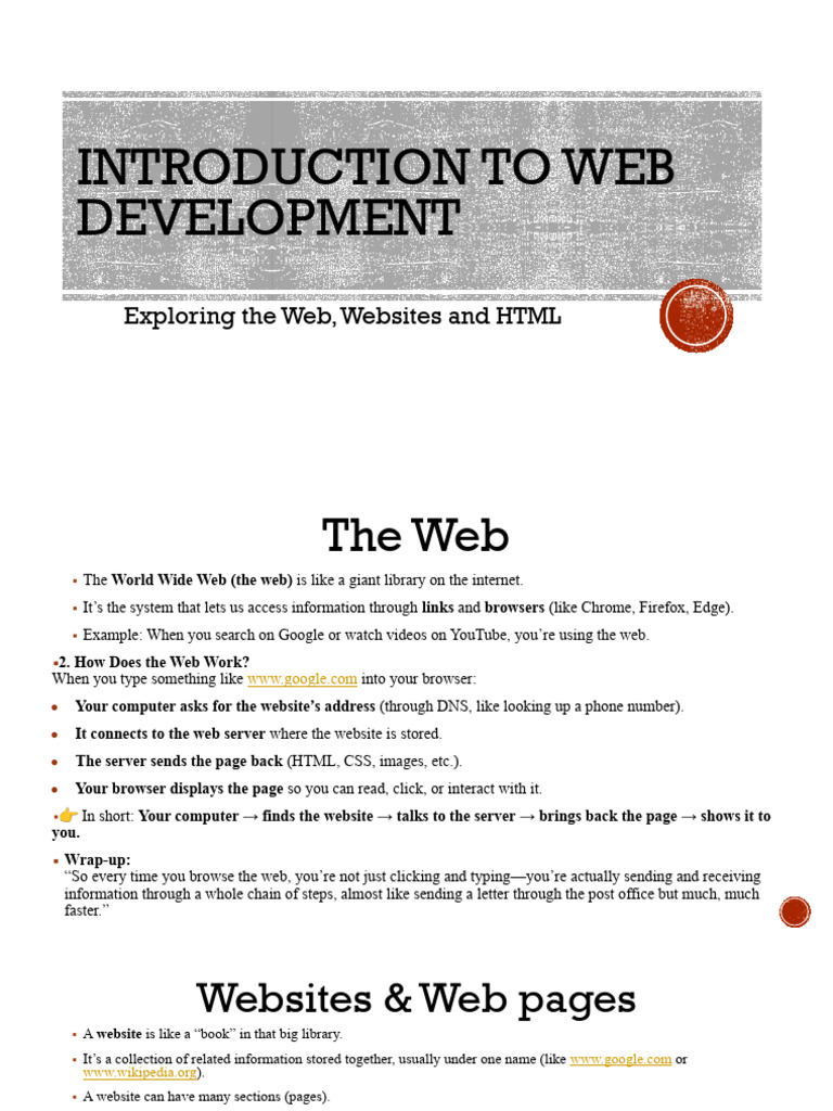 Introduction To Web Development | PDF | World Wide Web | Internet & Web