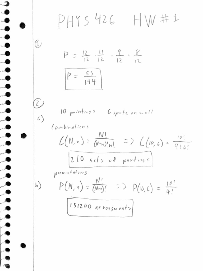 PHYS 426 HW #1 | PDF