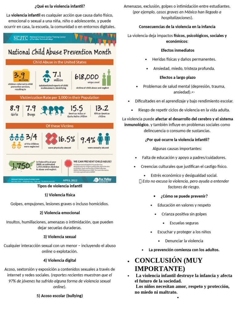 Qué Es La Violencia Infantil | PDF | Abuso infantil | Violencia