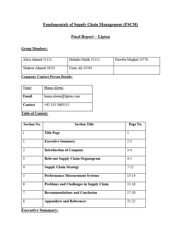 Supply Chain Final Report | PDF | Supply Chain | Logistics