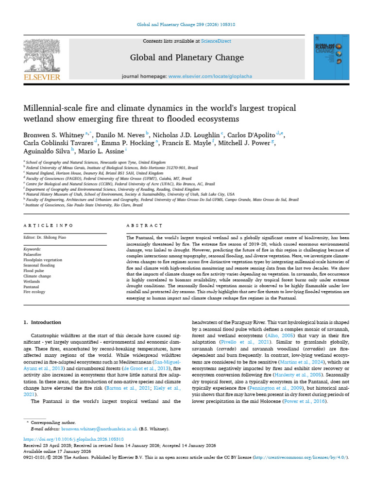 Artigo Global and Planetary Change | PDF | Flood | Drought