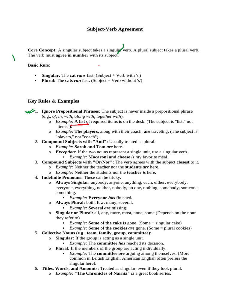 Subject Verb Agreement | PDF | Grammatical Number | Plural