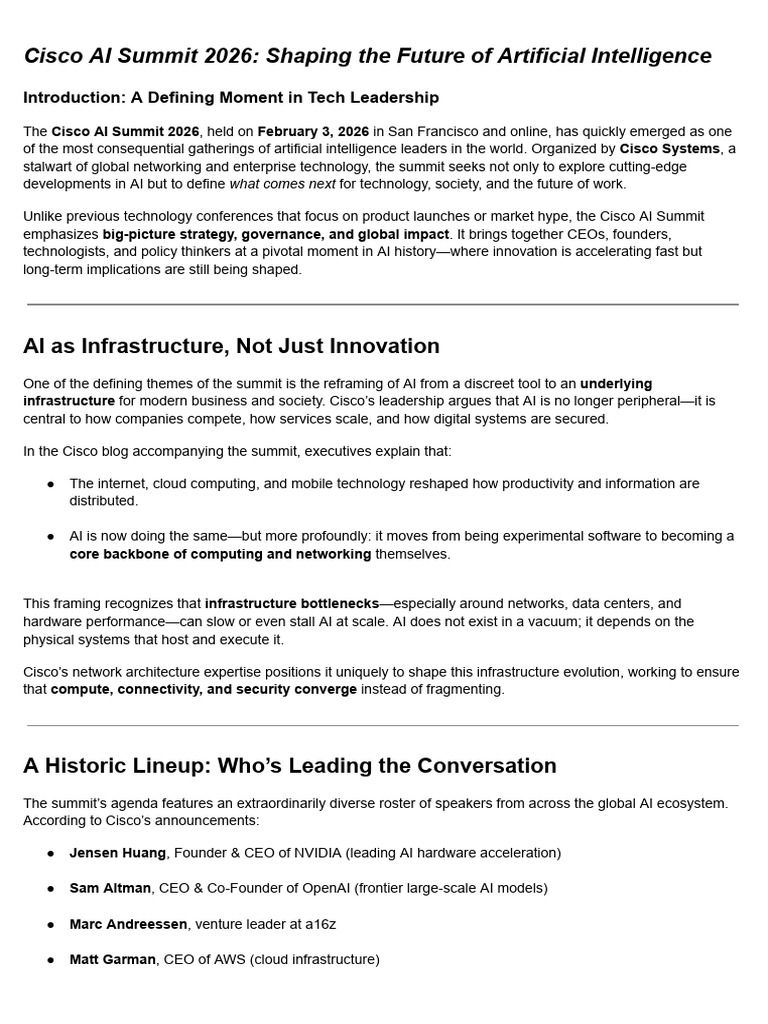 Cisco AI Summit 2026 - Shaping The Future of Artificial Intelligence ...