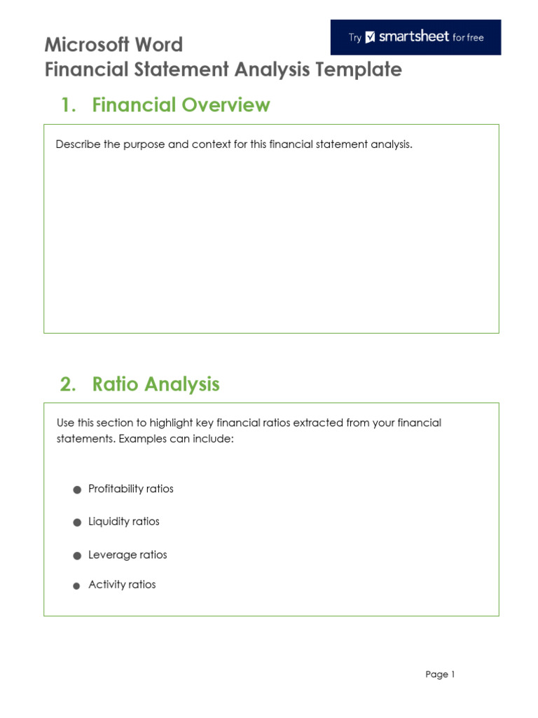 IC Microsoft Word Financial Statement Analysis Template 12326 WORD 0 | PDF