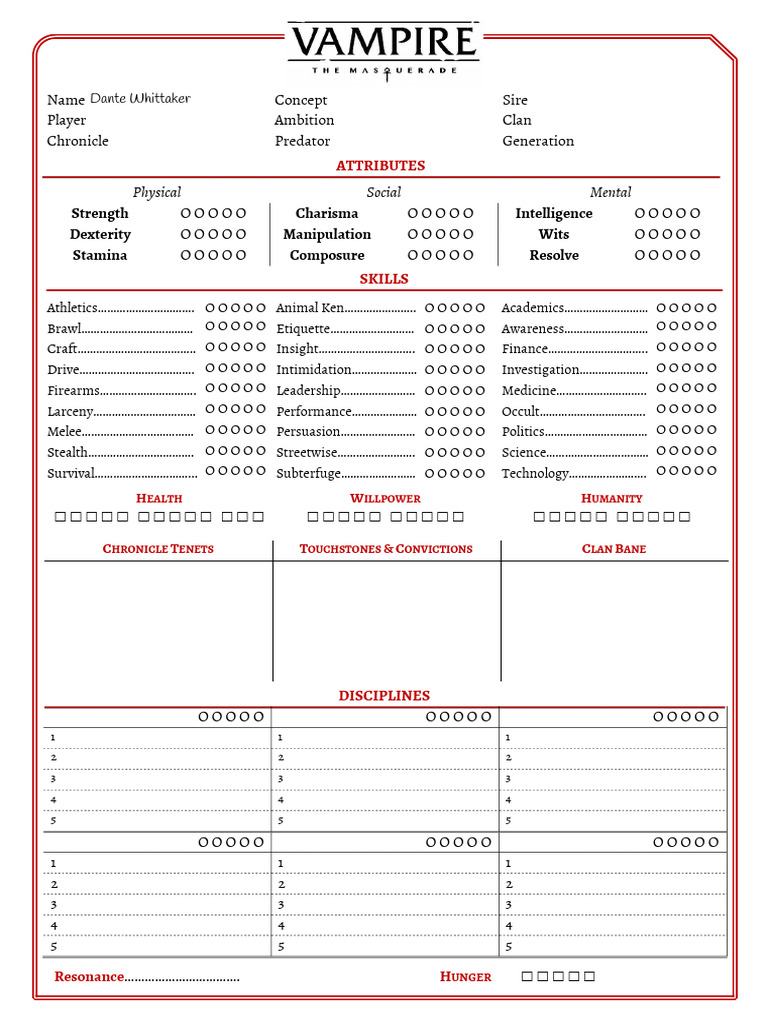 Charsheet v5 Own Alternative Formfillable v2 | PDF