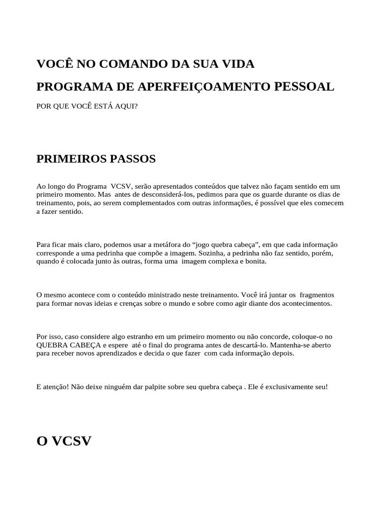 VCSV Comunidade 1os Passos | PDF | Emoções | Inteligência emocional