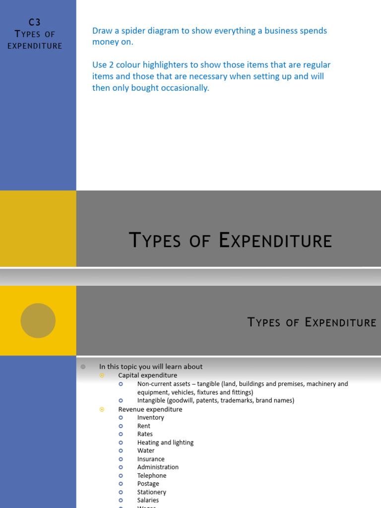 C3 Types of Expenditure | PDF | Expense | Depreciation