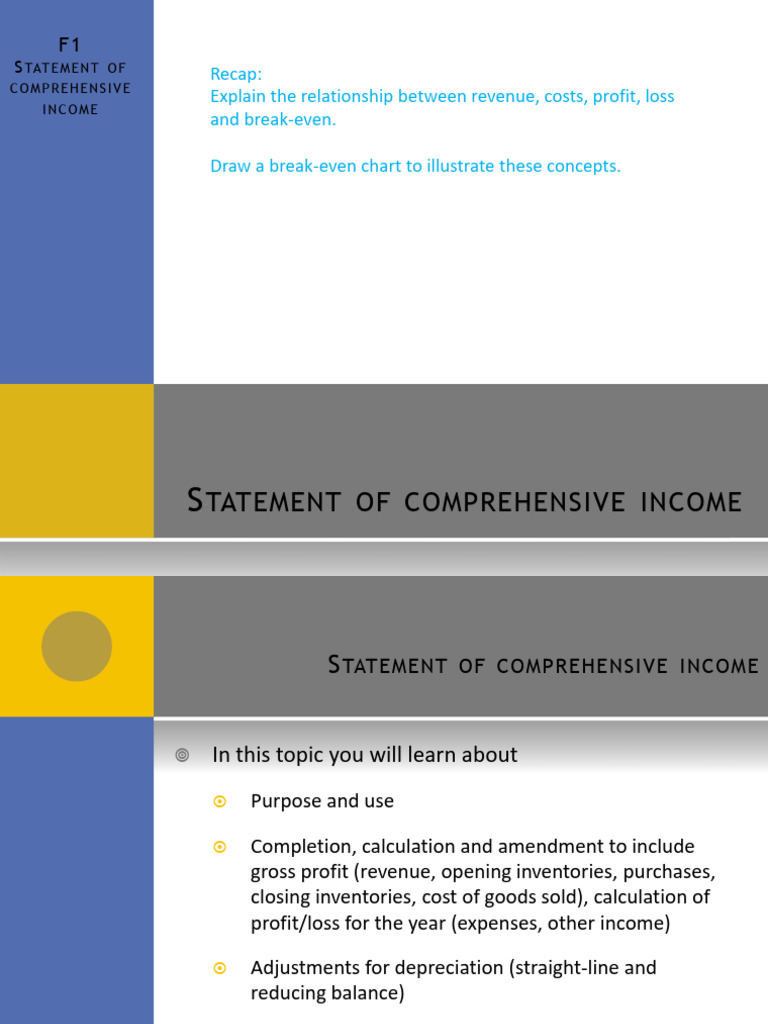 F1 Statement of Comprehensive Income | PDF | Depreciation | Expense