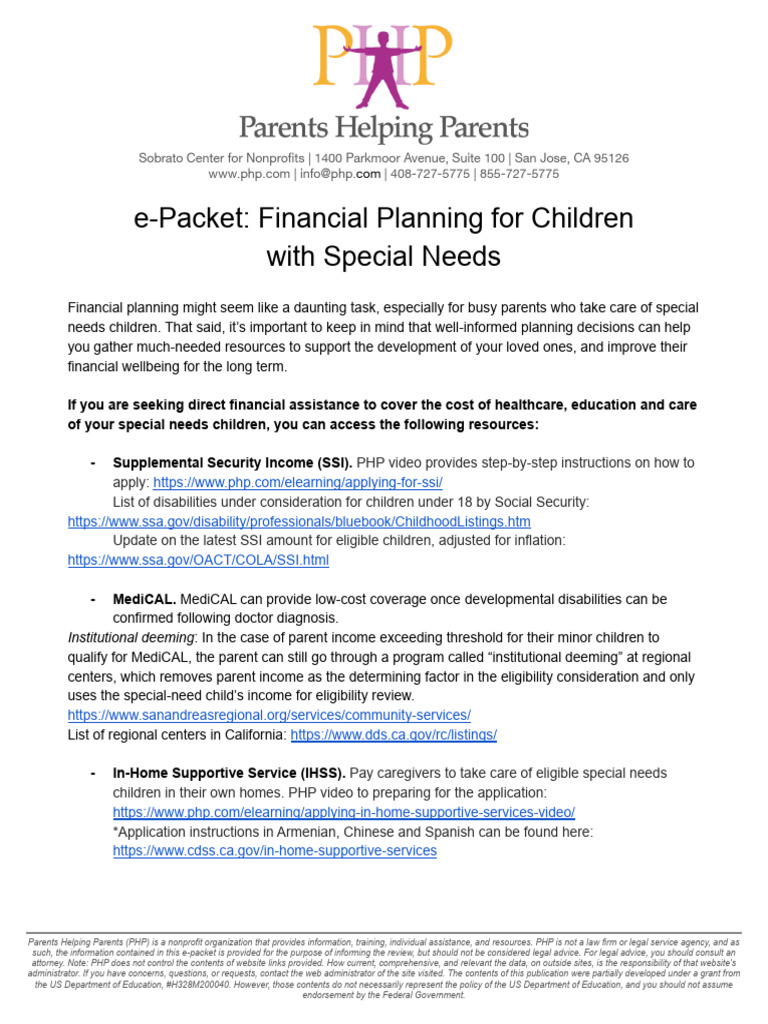 Financial Planning for Children With Special Needs 1 | PDF ...