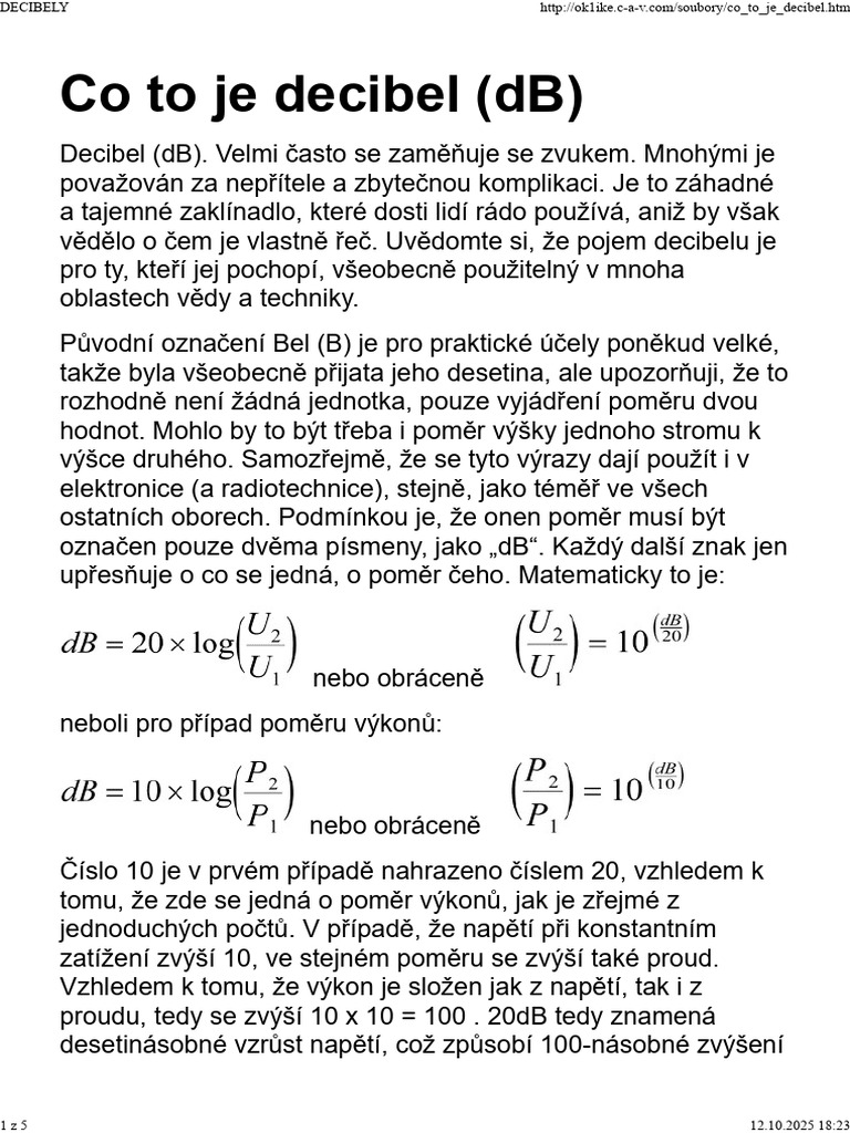Co To Je Decibel (DB) | PDF