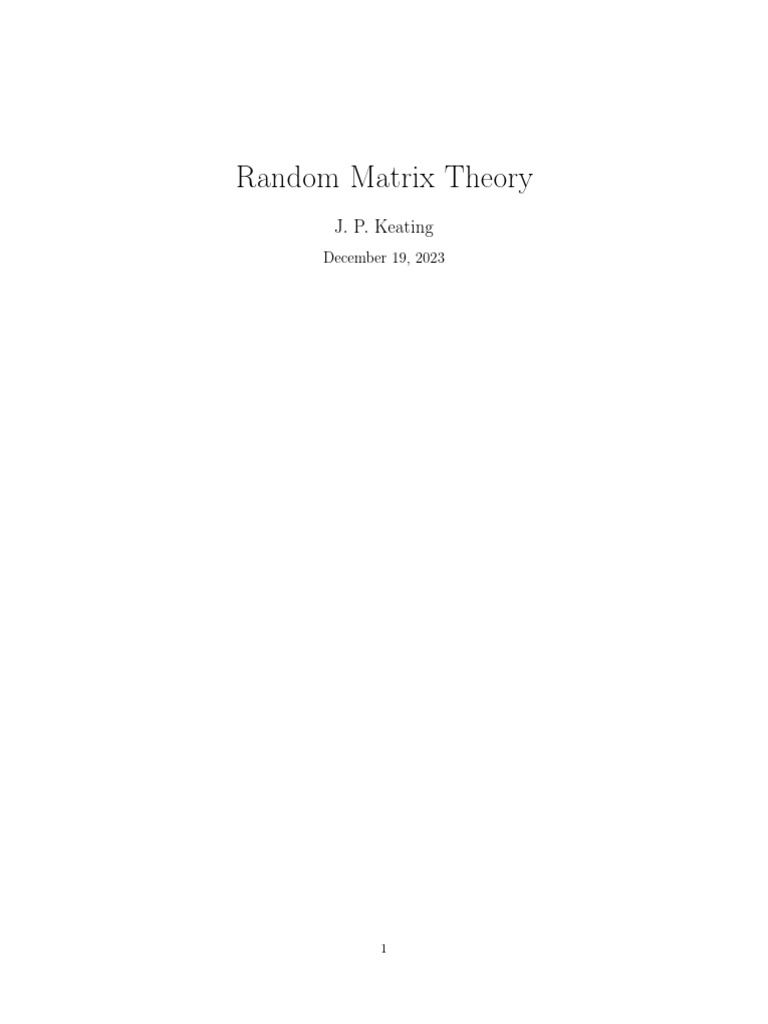 RMT Course Notes | PDF | Matrix (Mathematics) | Eigenvalues And ...