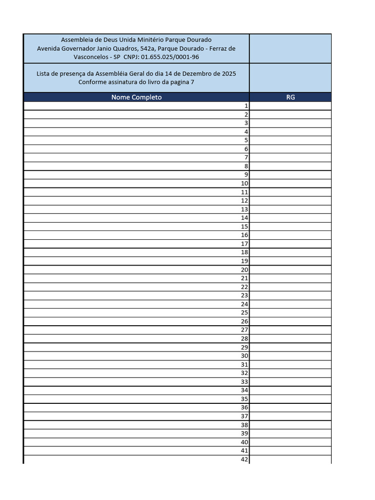 Lista de Presença ADU 1 | PDF