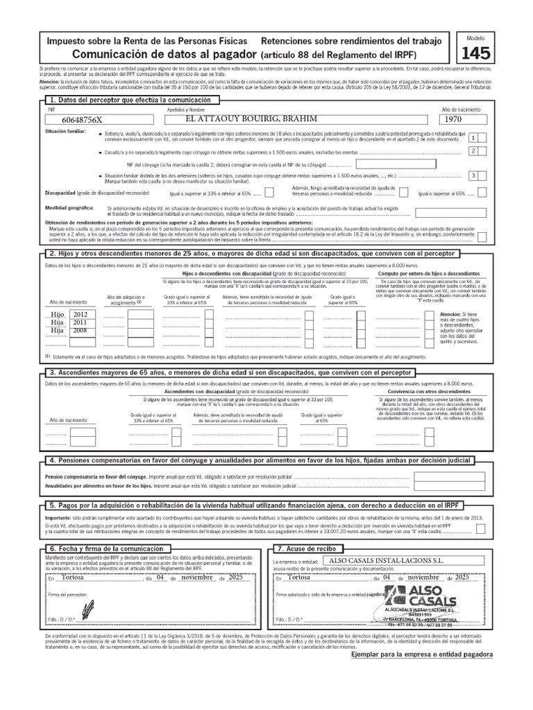 Modelo 145 | PDF
