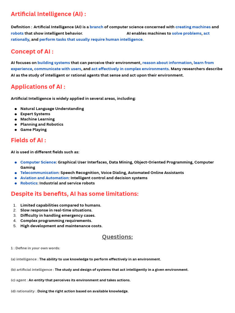 Artificial Intelligence (AI) | PDF | Artificial Intelligence ...