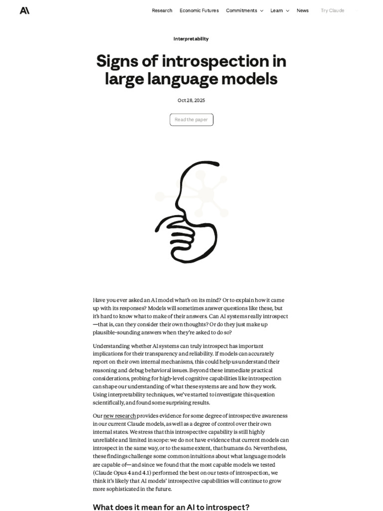 Emergent Introspective Awareness in Large Language Models - Anthropic ...