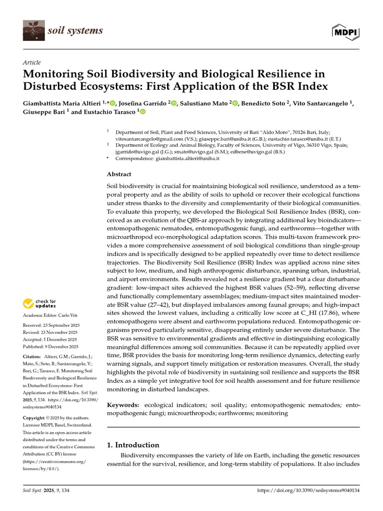 Monitoring Soil Biodiversity and Biological Resili | PDF | Ecosystem | Soil